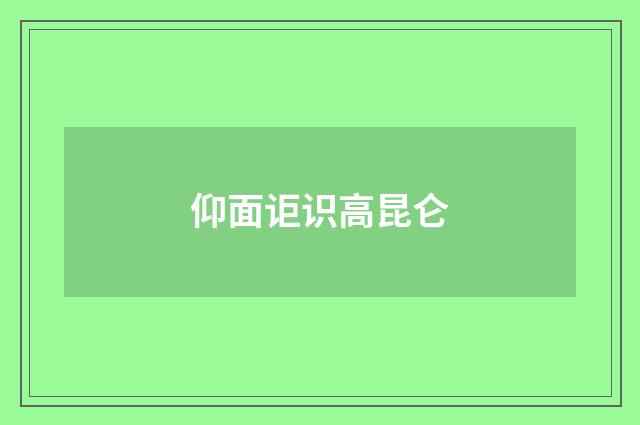 仰面讵识高昆仑
