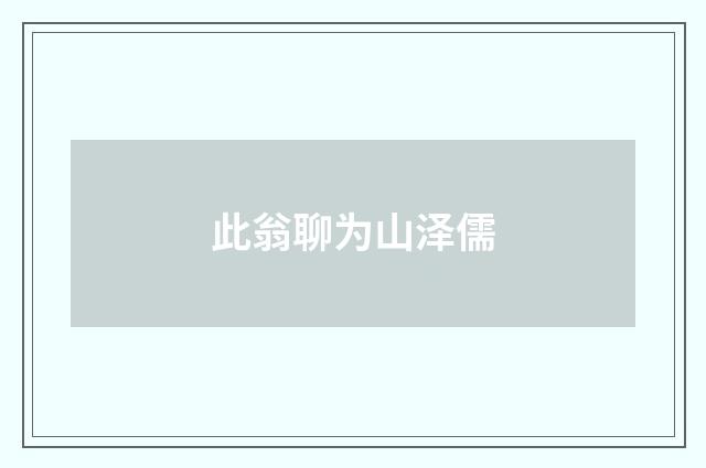 此翁聊为山泽儒
