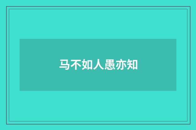 马不如人愚亦知