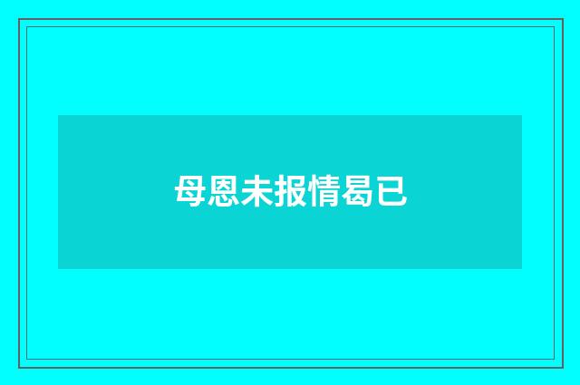 母恩未报情曷已