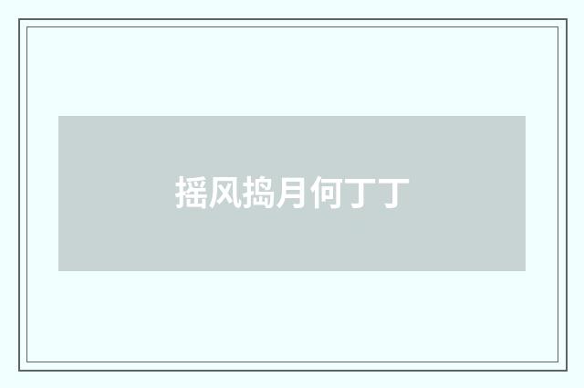 摇风捣月何丁丁