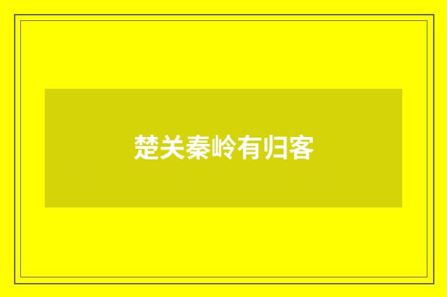 楚关秦岭有归客