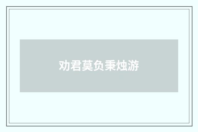 劝君莫负秉烛游