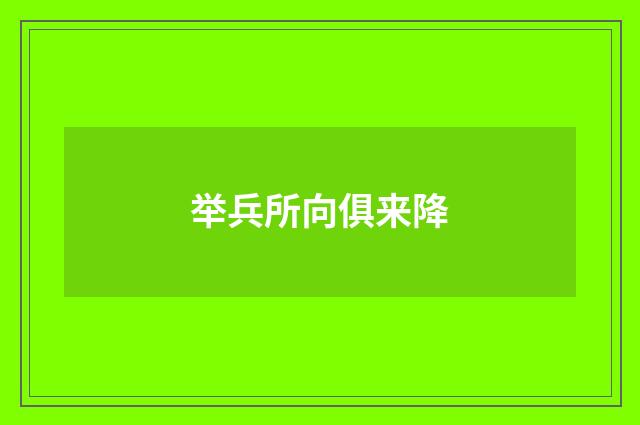 举兵所向俱来降