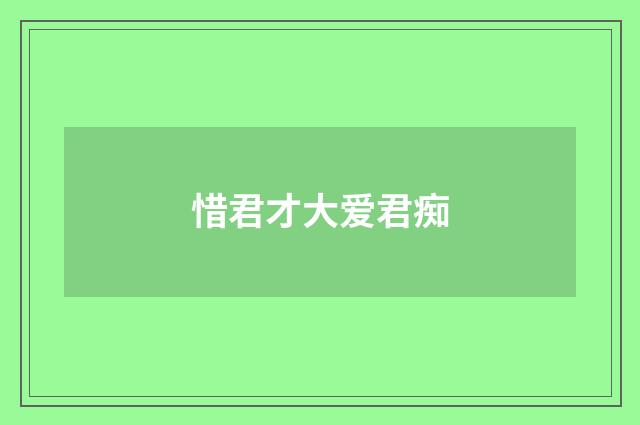 惜君才大爱君痴