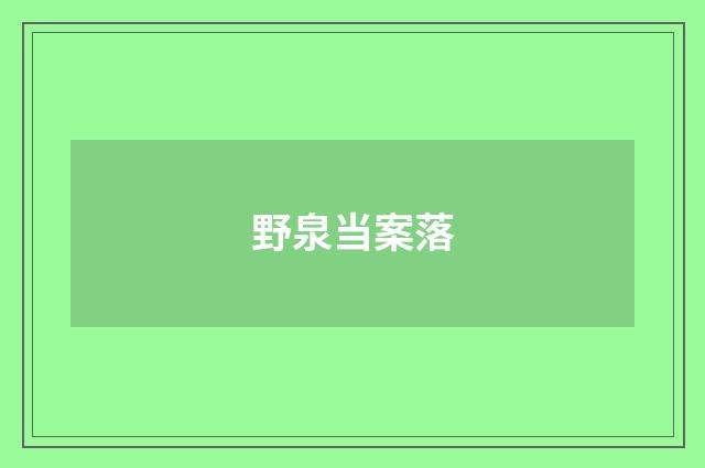 野泉当案落