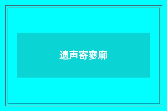 遗声寄寥廓