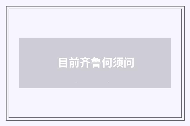 目前齐鲁何须问