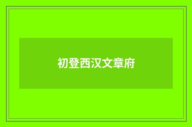 初登西汉文章府