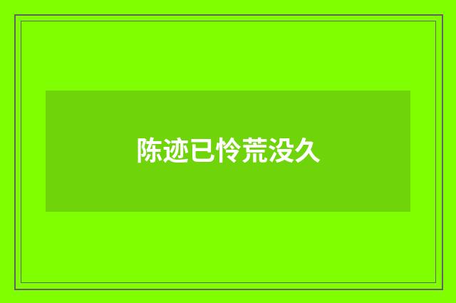 陈迹已怜荒没久