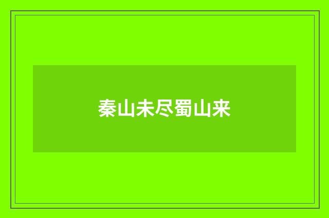 秦山未尽蜀山来
