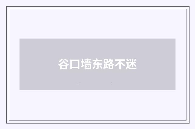 谷口墙东路不迷