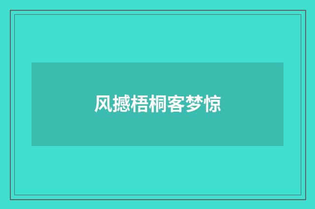 风撼梧桐客梦惊