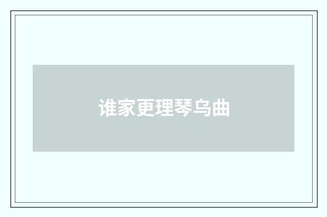 谁家更理琴乌曲