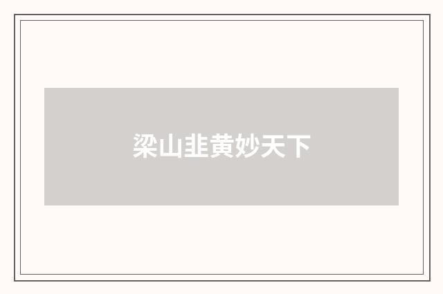 梁山韭黄妙天下