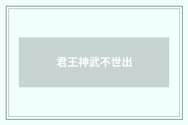 君王神武不世出