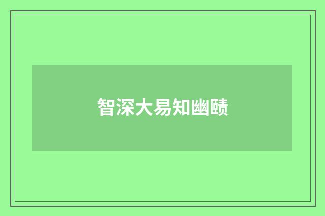 智深大易知幽赜