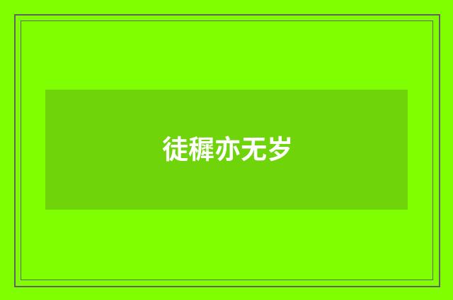徒穉亦无岁