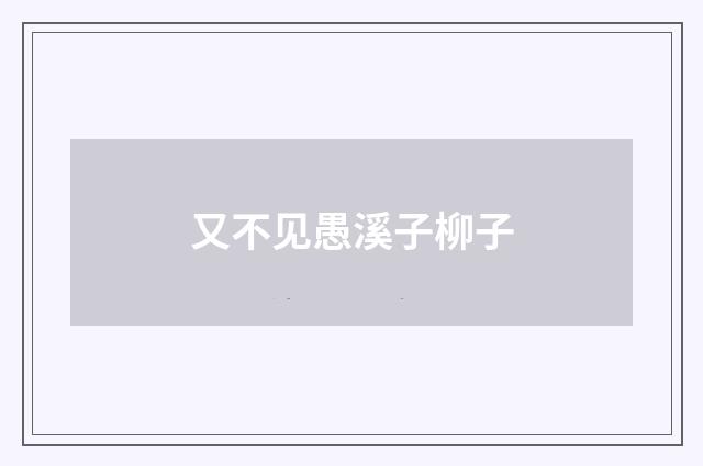 又不见愚溪子柳子
