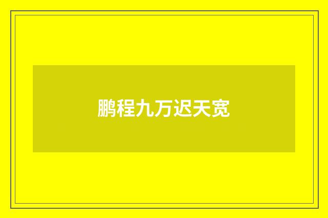 鹏程九万迟天宽