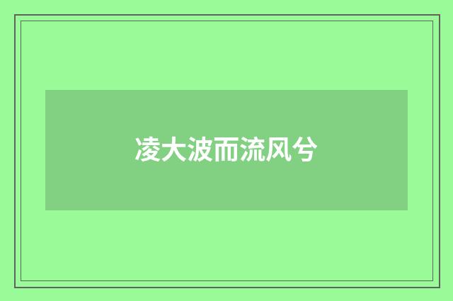 凌大波而流风兮