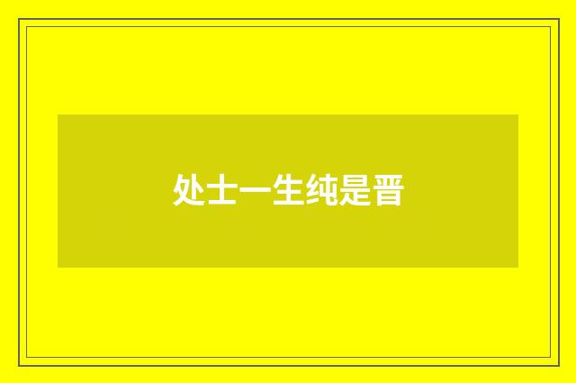 处士一生纯是晋
