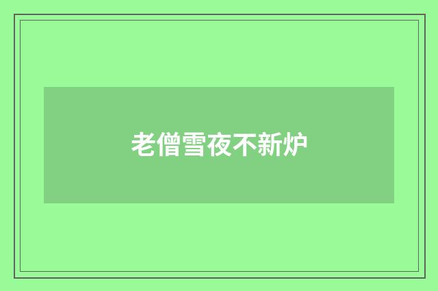 老僧雪夜不新炉