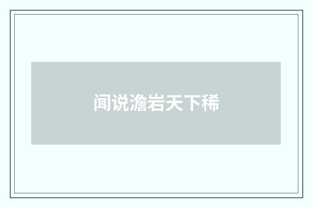 闻说澹岩天下稀