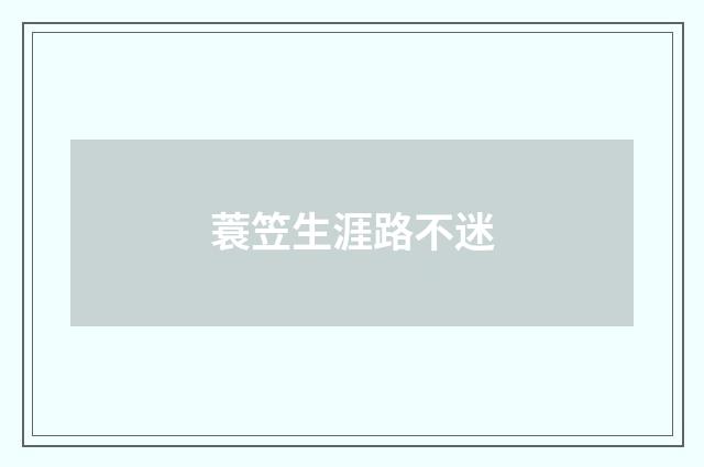 蓑笠生涯路不迷
