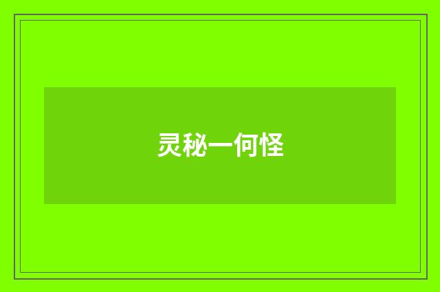 灵秘一何怪