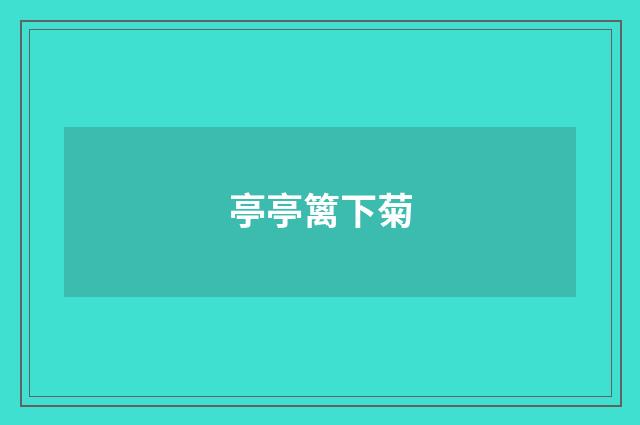 亭亭篱下菊