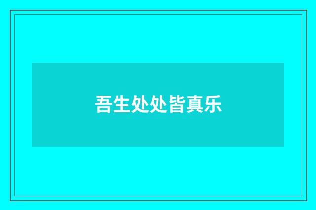 吾生处处皆真乐