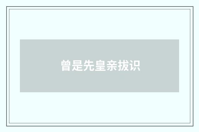曾是先皇亲拔识