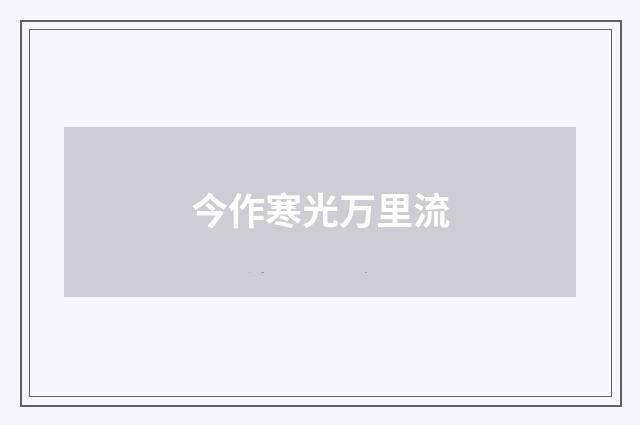 今作寒光万里流