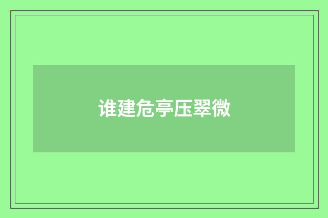 谁建危亭压翠微