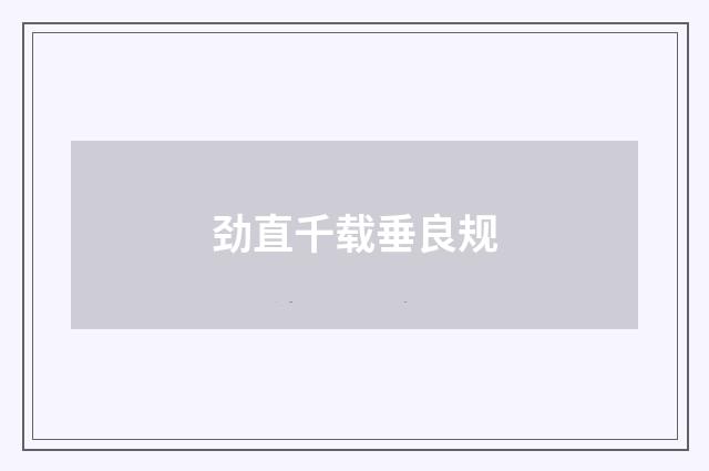 劲直千载垂良规
