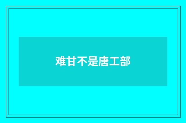 难甘不是唐工部