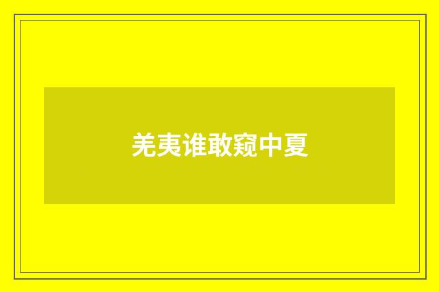 羌夷谁敢窥中夏