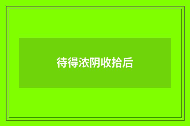 待得浓阴收拾后