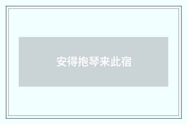 安得抱琴来此宿