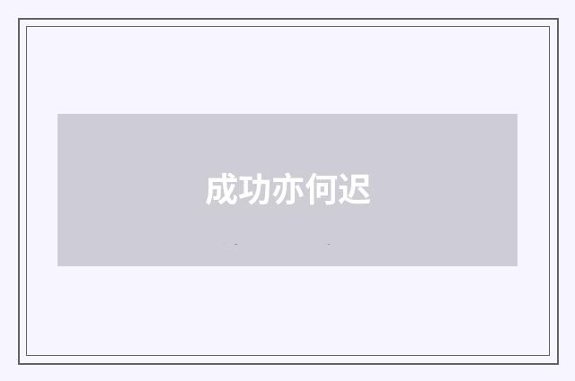 成功亦何迟