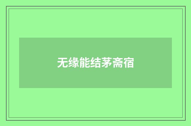 无缘能结茅斋宿