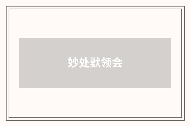 妙处默领会