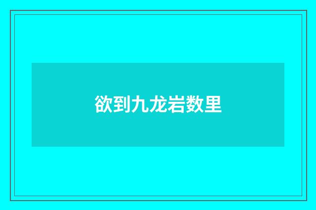 欲到九龙岩数里