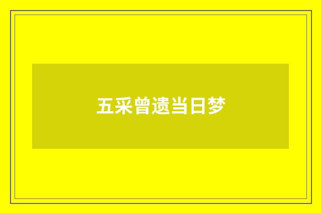 五采曾遗当日梦