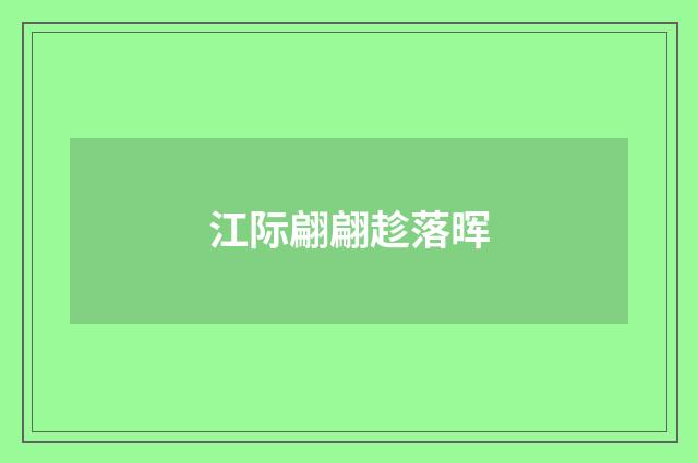 江际翩翩趁落晖