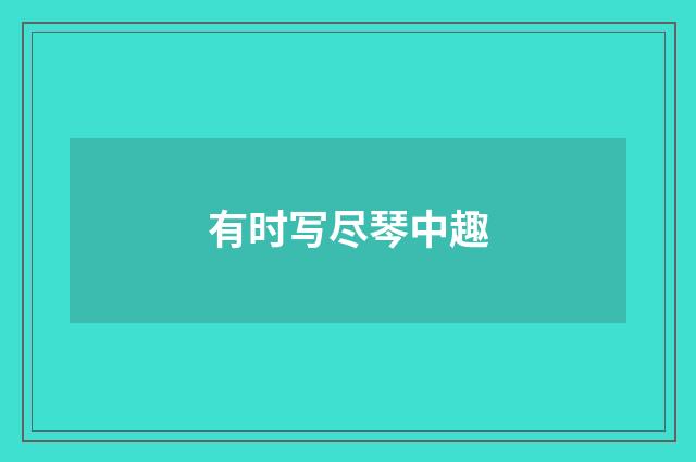 有时写尽琴中趣
