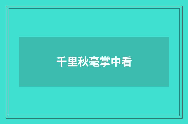 千里秋毫掌中看