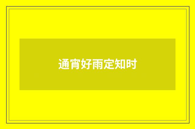 通宵好雨定知时