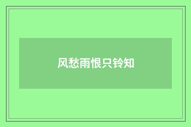 风愁雨恨只铃知